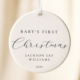Minimal Script Baby First Christmas Ornament