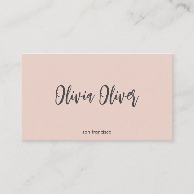 Minimal Script Calligraphy Blush Pink Chic Modern Visitenkarte (Vorderseite)