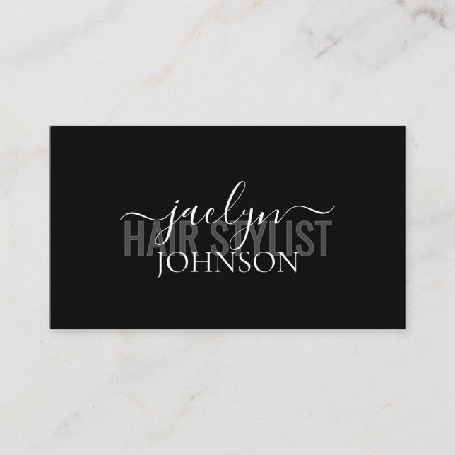 Minimal Script Calligraphy White Gray Black Custom Visitenkarte (Vorderseite)
