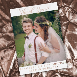 Minimal Script Chic Personalisiert Wedding Vielen Folien Feiertagspostkarte