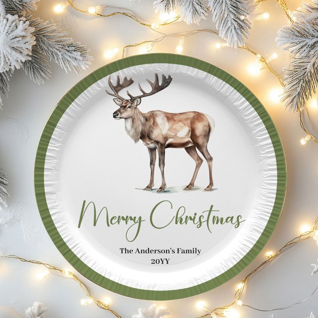 Minimal Script Christmas Custom Family Name Plates Pappteller (Minimal Script Christmas Custom Family Name Plates)