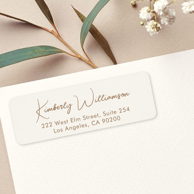 Minimal Script Cream Gold Return Address (Von Creator hochgeladen)