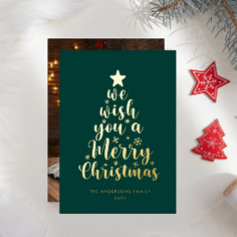 Minimal Script Deep Green Frohe Weihnachten Folien Feiertagskarte