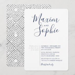 MINIMAL SCRIPT einfache moderne Hochzeitsnacht Sil Einladung