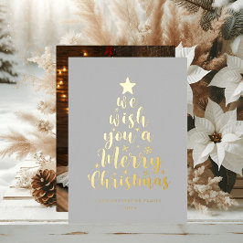 Minimal Script Gray Real Foil Frohe Weihnachten Folien Feiertagskarte