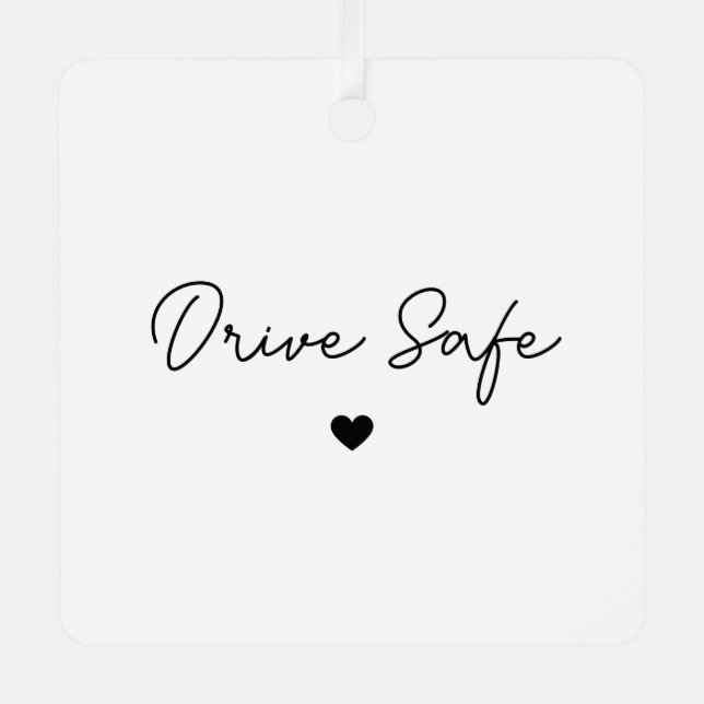 Minimal Script Heart Drive Safe Car Ornament Aus Metall (Vorderseite)
