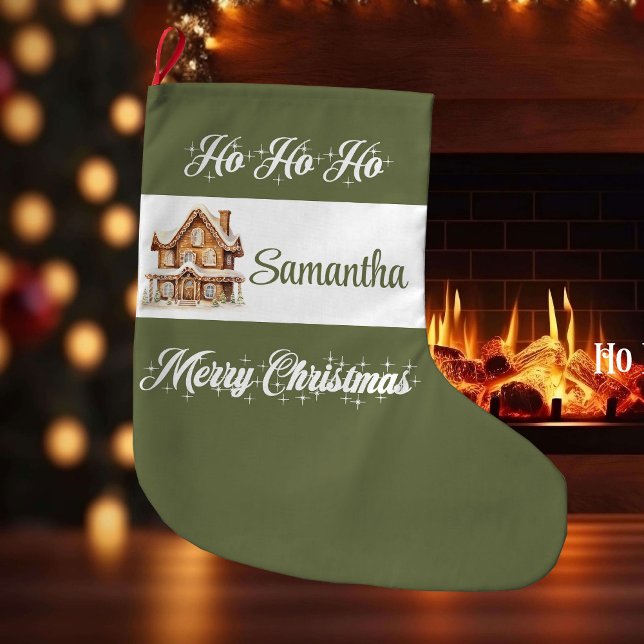 Minimal Script Personalized Christmas Stocking Großer Weihnachtsstrumpf (Minimal Script Personalized Christmas Stocking)