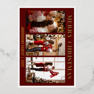 Minimal Script Red Merry Christmas Foil Karte