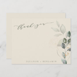 Minimal Script Rustic Gold Greenerity Flat Wedding Dankeskarte