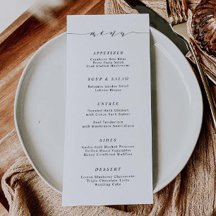 Minimal Script Wedding Food Dinner Menu Card S105 Menükarte