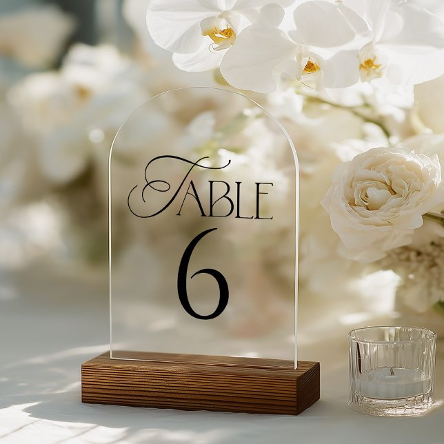 Minimal Script Wedding Table Number Acryleinladungen (Von Creator hochgeladen)