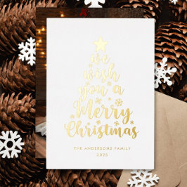 Minimal Script White Foil Frohe Weihnachten Folien Feiertagskarte