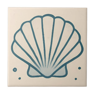 Minimal Seashell Ocean Art Tile Fliese