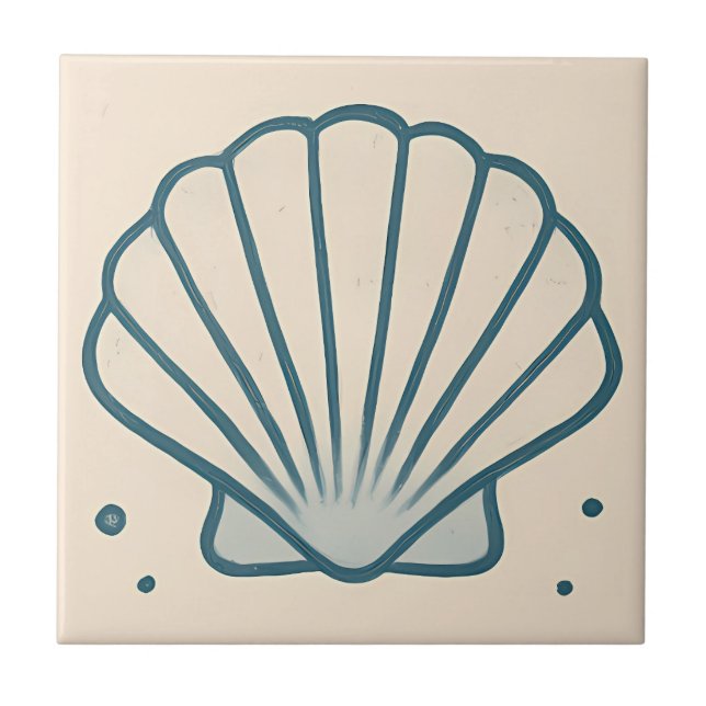 Minimal Seashell Ocean Art Tile Fliese (Vorderseite)