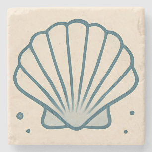 Minimal Seashell Ocean Art Tile Steinuntersetzer