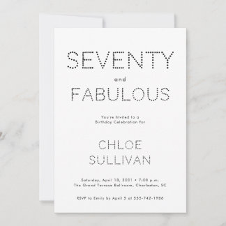 Minimal Seventy and Fabulous 70th Birthday Party Einladung