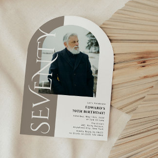 Minimal SEVENTY Arch Foto 70. Geburtstag Einladung