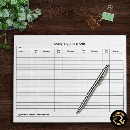 Minimal Sign In Sign Out Notepad Notizblock