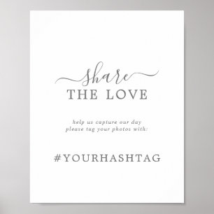 Minimal Silber teilen Sie die Liebe Hochzeitshasht Poster