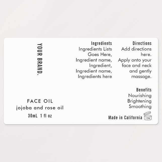 Minimal Simple 1oz 30ml Dropper Bottle Waterproof Etiketten (Design 1)