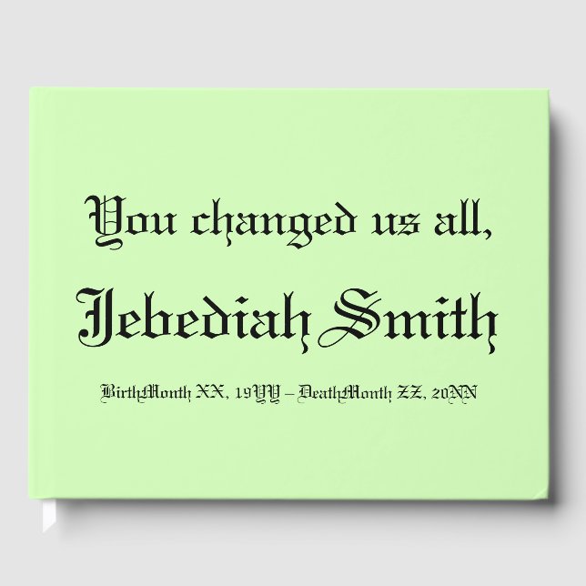 Minimal & Simple Beileid Gästebuch (Vorderseite)