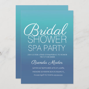 Minimal Simple Blue Ombre Wellness-Center Party Br Einladung