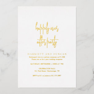 Minimal Simple Gold Elegante Hochzeit Empfang Folieneinladung