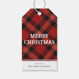 Minimal Simple Red Buffalo Kariert Frohe Weihnacht Geschenkanhänger