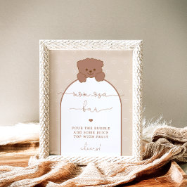 Minimal Simple Teddy Bear Baby Dusche Mama-osa Bar Poster