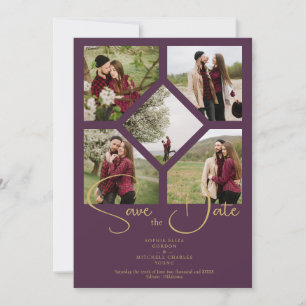 Minimal Simple Wedding Extravagant 5 Fotos Collage Save The Date
