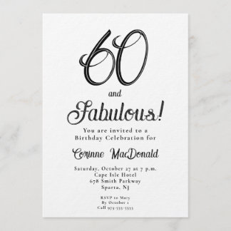 Minimal Sixty and Fabulous 60th Birthday Party Einladung