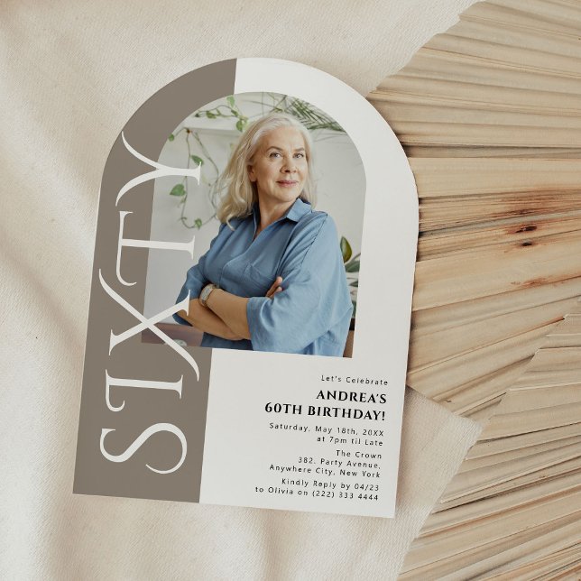 Minimal SIXTY Arch Foto 60. Geburtstag Einladung (Von Creator hochgeladen)