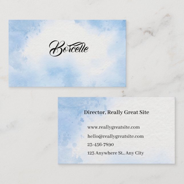 Minimal Sky Blue Business Card Visitenkarte (Vorne/Hinten)