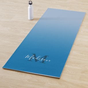 Minimal Sky Blue Gradient Monogram Script Name Yogamatte