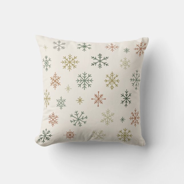 Minimal Snowflakes Seamless Pattern Kissen (Vorderseite)
