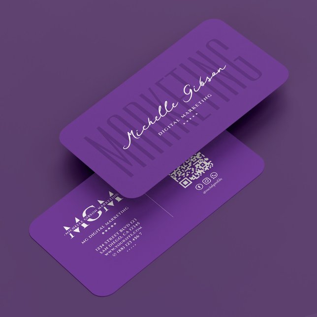 Minimal Social Media Marketing Royal Lila Visitenkarte (Minimal Social Media Marketing Royal Purple Business Card
)