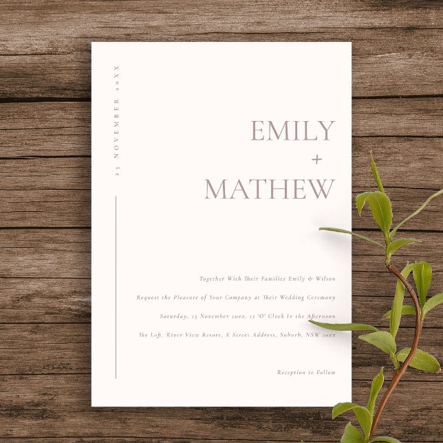 MINIMAL SOFT BLUSH PINK PEACH TYPOGRAPHY WEDD EINLADUNG (Von Creator hochgeladen)