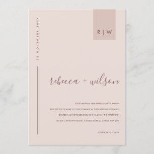 MINIMAL SOFT BLUSH PINK PEACH TYPOGRAPHY WEDD EINLADUNG