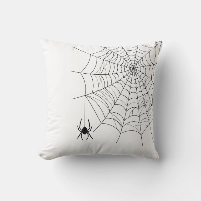 Minimal Spider Web und Hang Spider Halloween Kissen (Vorderseite)
