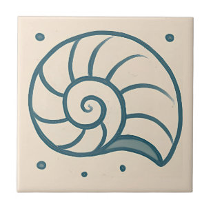 Minimal Spirale Muschel Ozean Art Tile Fliese