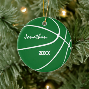 Minimal Sport grün Jungen Mädchen Basketball Keramik Ornament