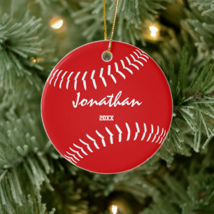Minimal Sport Rot Baseball Softball Keramik Ornament