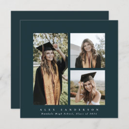 Minimal Square Green Frame Triple Foto Abschluss Ankündigung