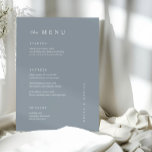 Minimal staubblaues Wedding MENU Menükarte<br><div class="desc">Diese eleganten,  modernen Hochzeitsmenükarten oder Menükarten für das Probe Dinner zeichnen sich durch einen schlichten,  blauen Hintergrund und ein weißes Textdesign aus. Fügen Sie Ihre Initialen oder Monogramme hinzu,  um sie komplett zu Ihrem eigenen zu machen.</div>