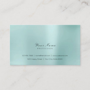 Minimal Steel Pearly Aqua Delicate Script Vip Visitenkarte