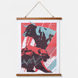 Minimal Stock Market Bull Bear Chart Wandteppich Mit Holzrahmen