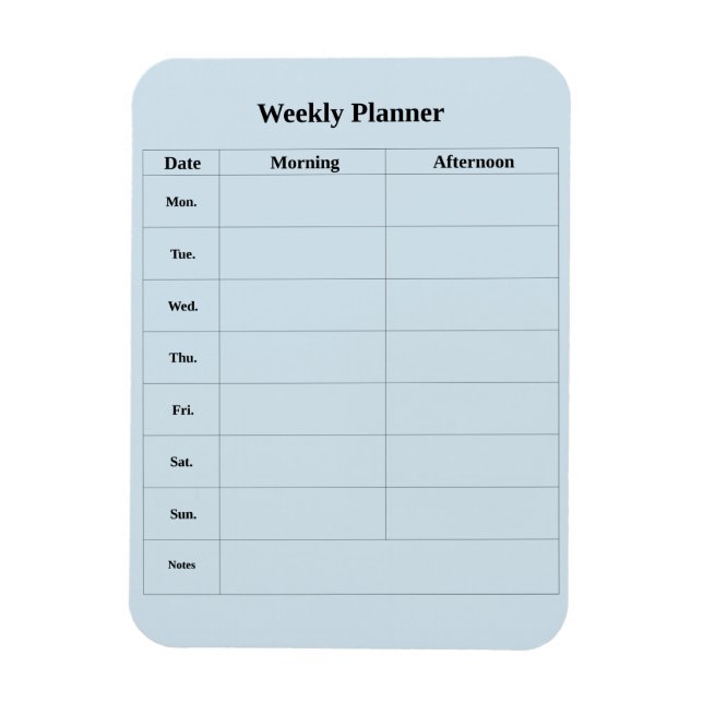 Minimal Style English Weekly Planner Magnet (Vertikal)