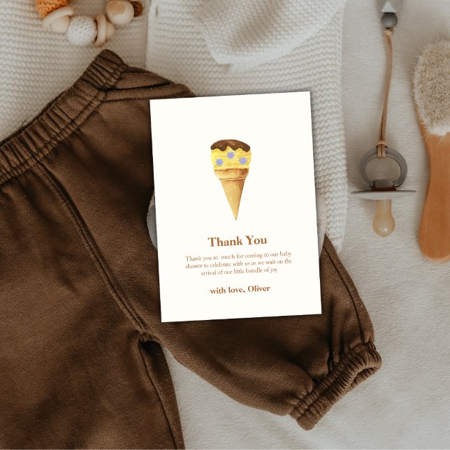 Minimal Summer Scoop Ice Cream Boy Baby Dusche Dankeskarte (Minimal Summer Scoop Ice Cream Boy Baby Shower Thank You Card)