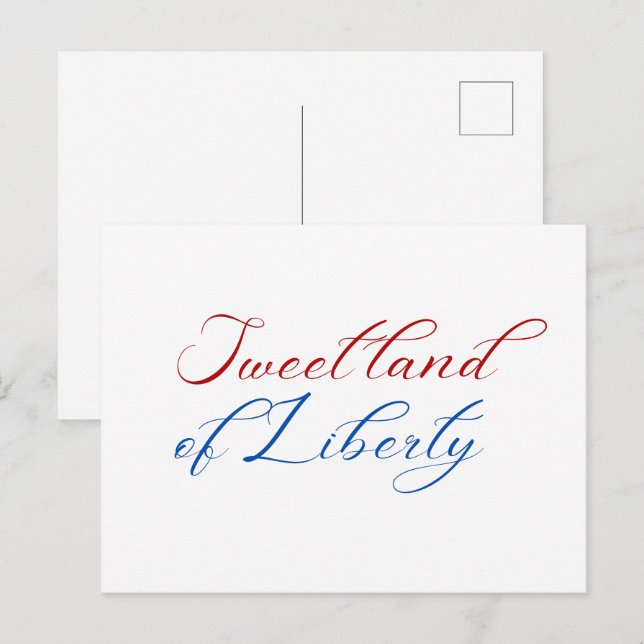 Minimal Sweet Land of Liberty 4. Juli Amerika Postkarte (Vorne/Hinten)
