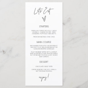Minimal Tall Menu Wedding Classic Meal Card G400 Menükarte